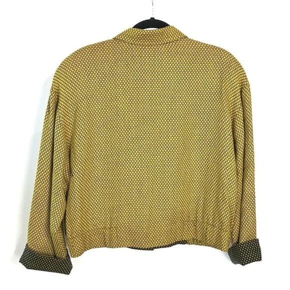 Eleanor P Brenner Vintage Yellow Diamond-Jacquard Button Jacket - Picture 2 of 8